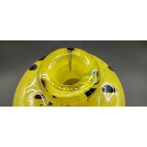 Art Glass Vase Yellow and Brown Cased 5 In Tall